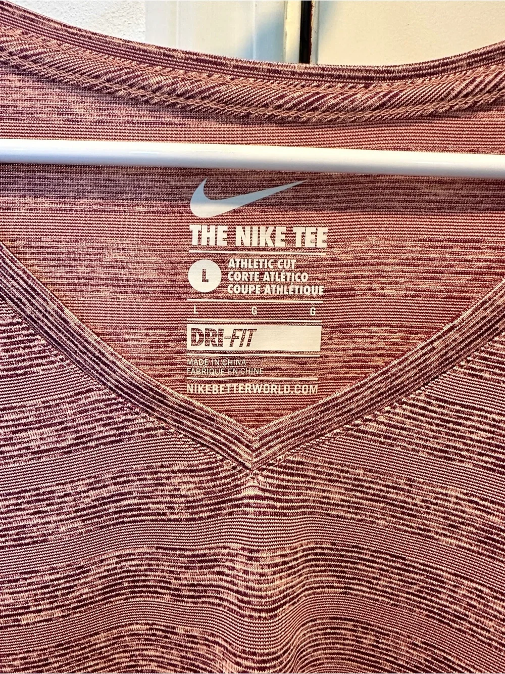 Nike Dri-FIT V-Neck Short Sleeve Top — Mauve Pink